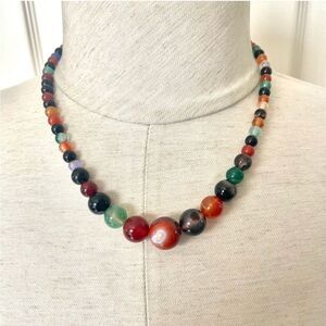 Dyed agate and carnelian necklace